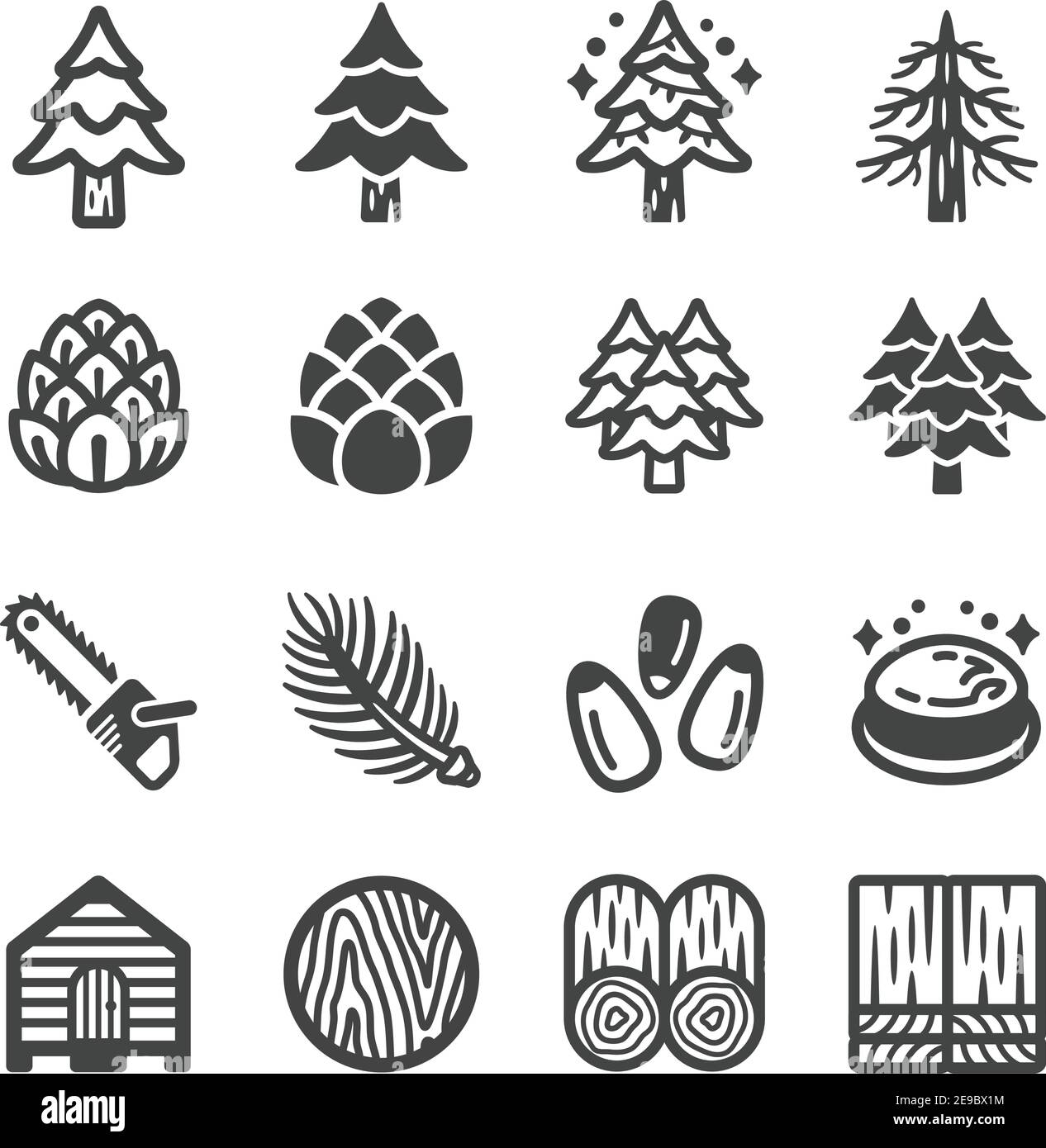 pine tree and product icon set,vector and illustration Stock Vector