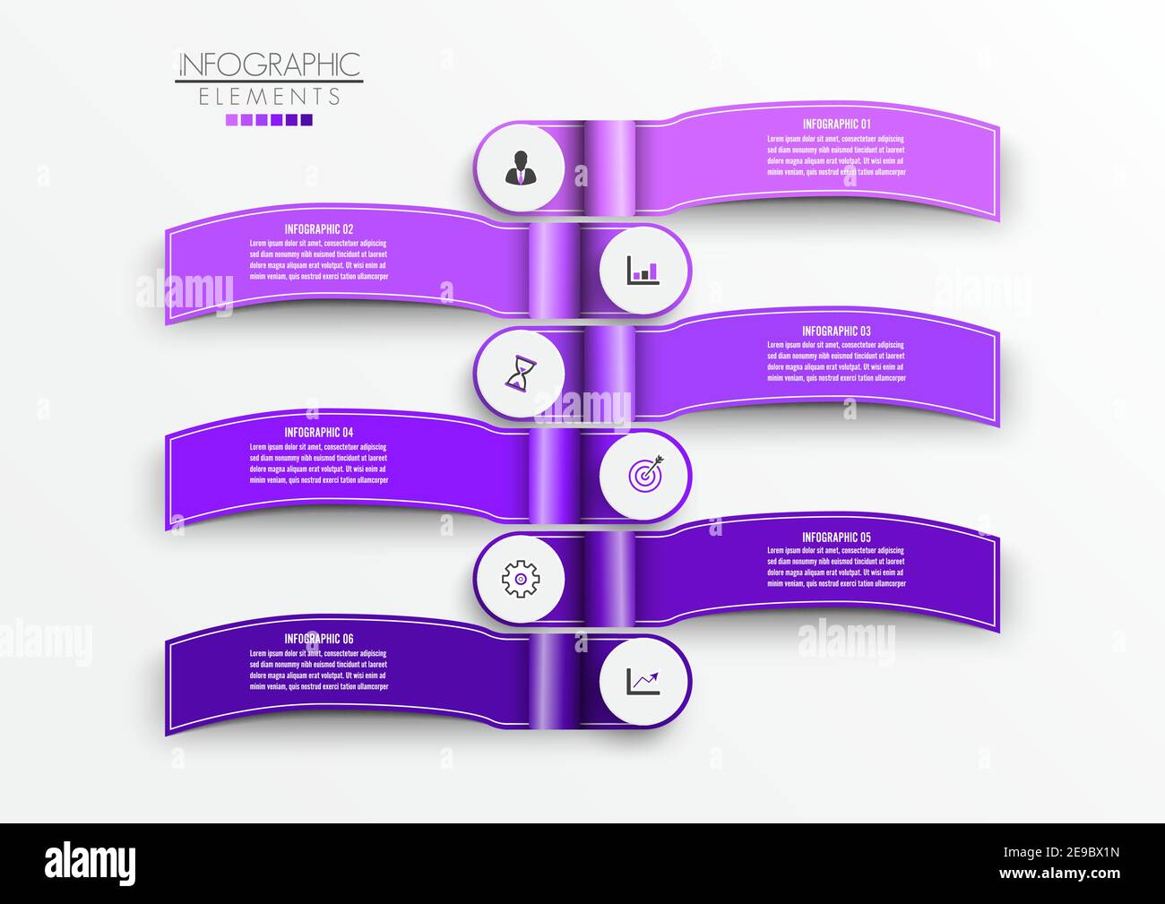 Vector infographic template with 3D paper label, integrated circles ...