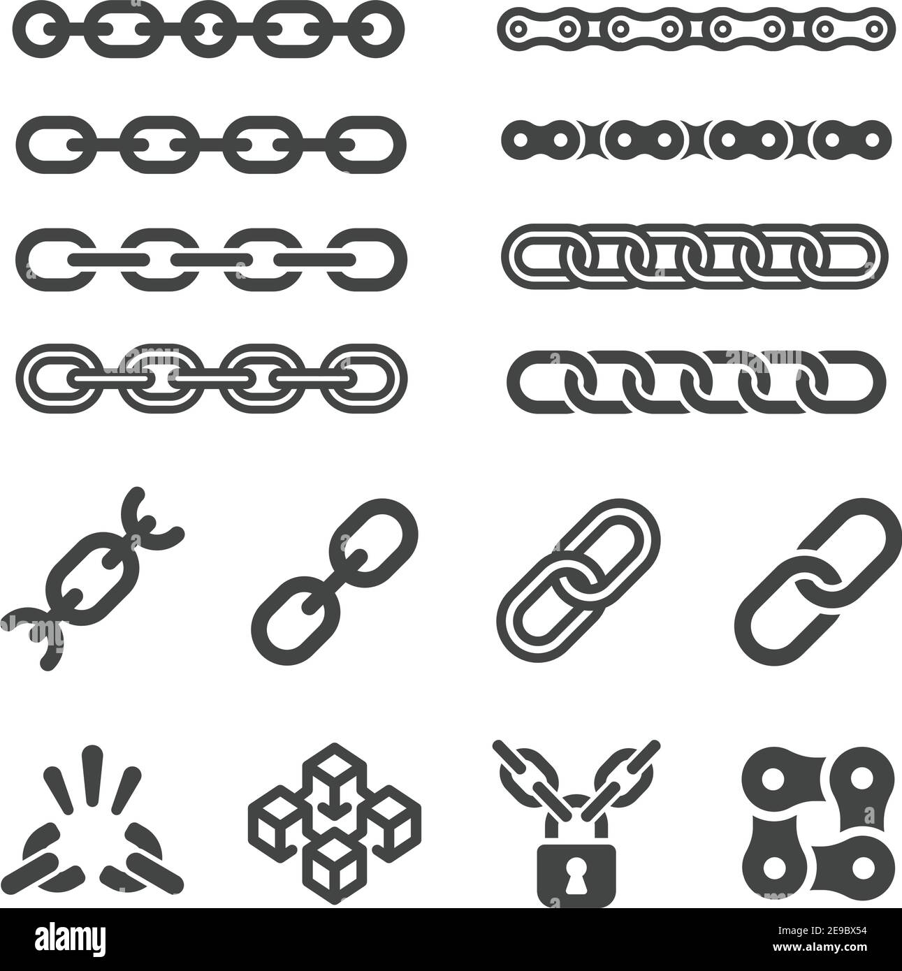 chain and link icon set,vector and illstration Stock Vector