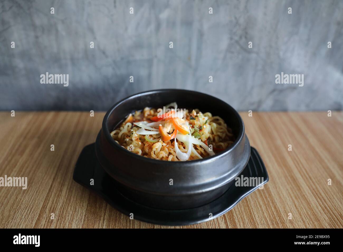 instant noodle Korean style Ramyeon traditional korean food noodle pot