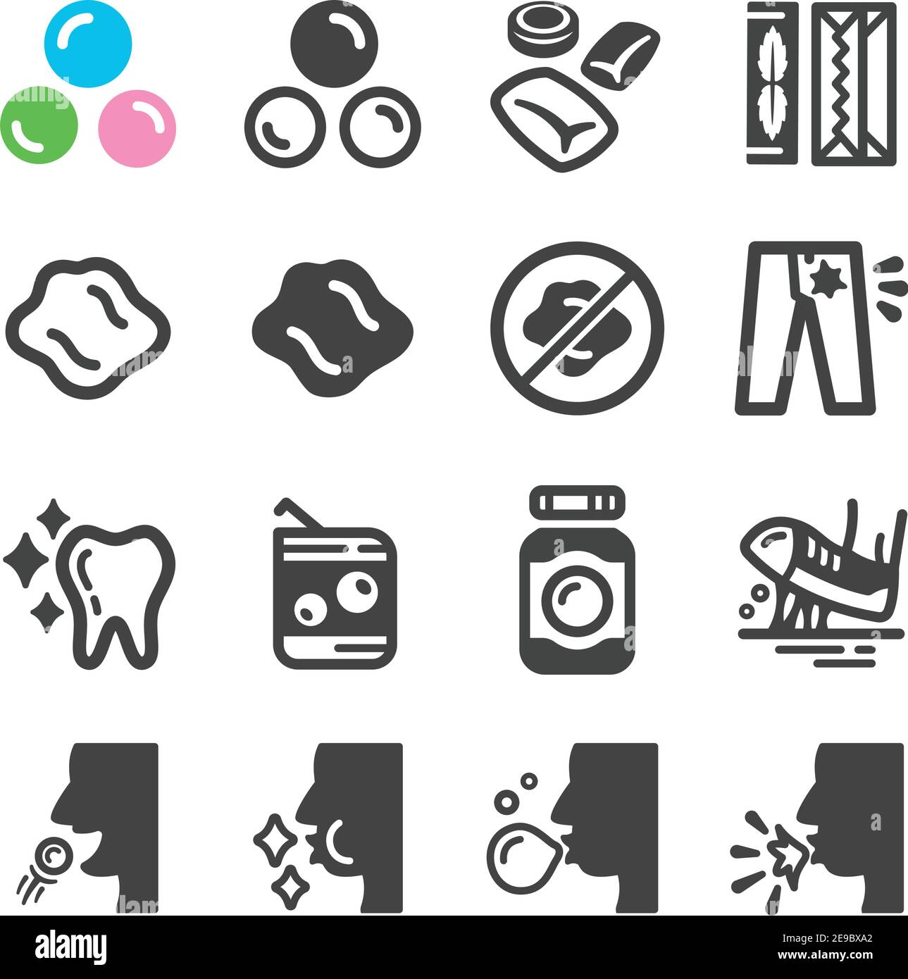 chewing gum icon set,vector and illustration Stock Vector
