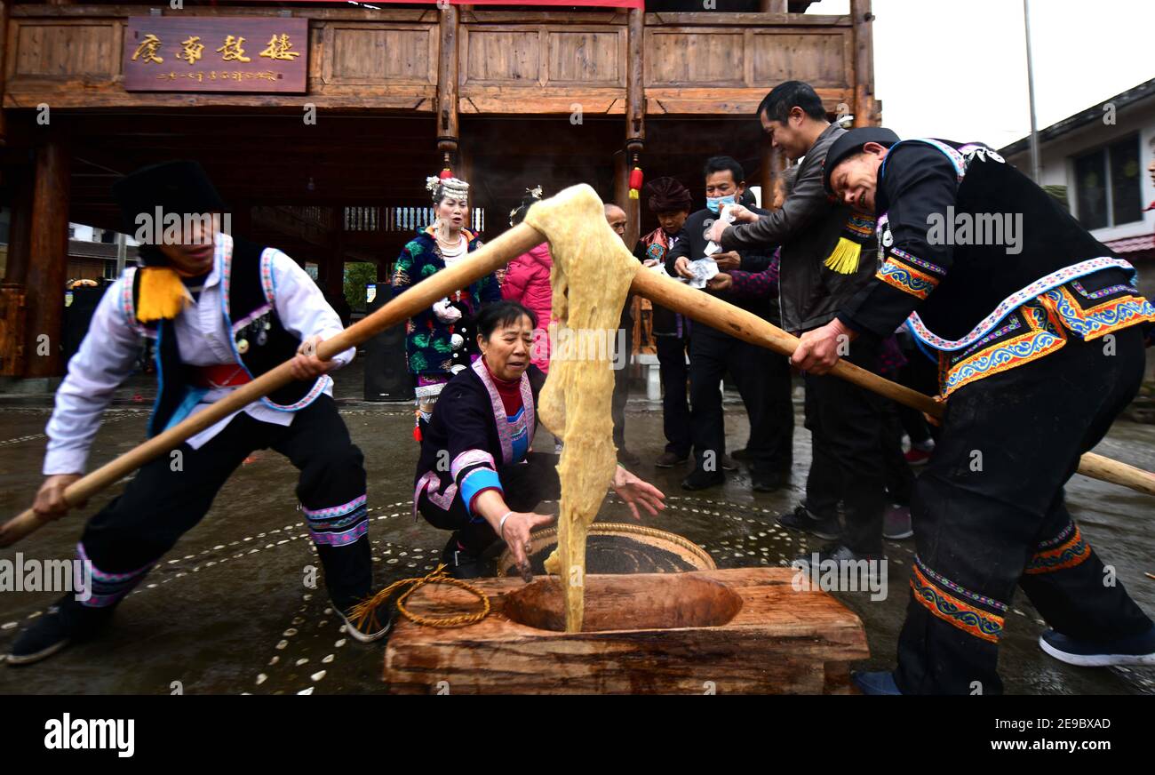 Guilin, China. 03rd Feb, 2021. The Dong people are celebrating the ...