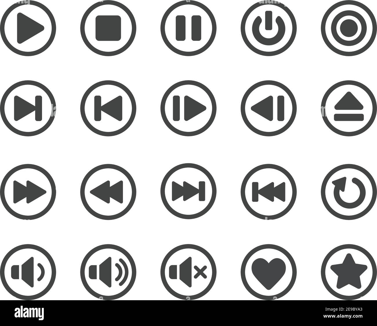 media player button icon set,vector and illustration Stock Vector