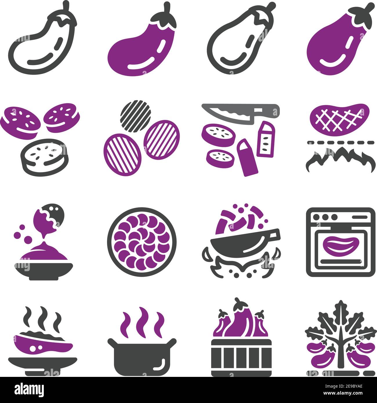 eggplant icon set,vector and illustration Stock Vector