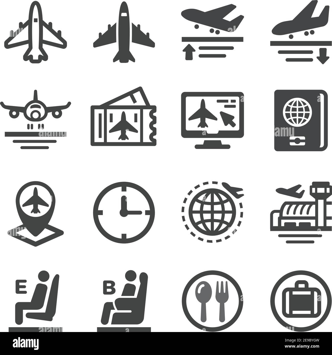plane and airport icon set,vector and illustration Stock Vector Image ...