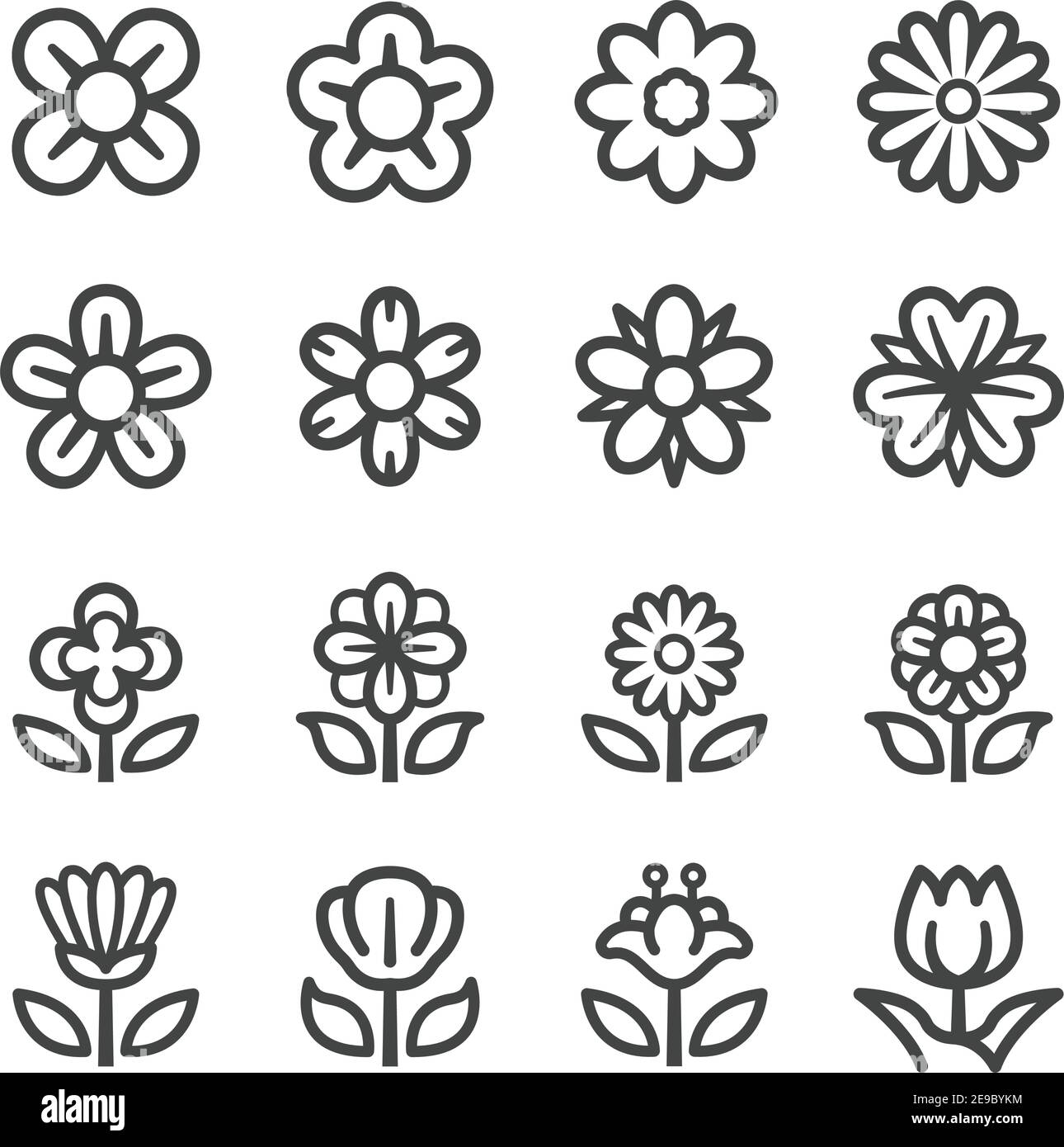 flower thin line icon set,vector and illustration Stock Vector Image ...