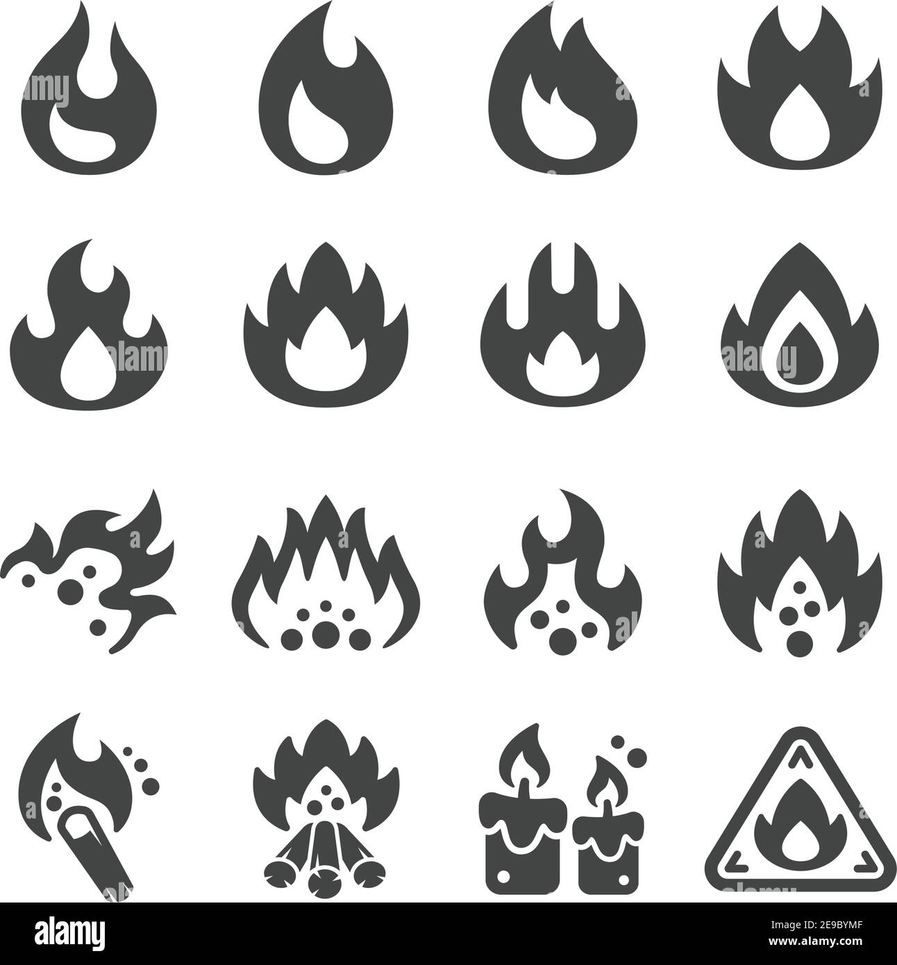 fire and flame icon set,vector and illustration Stock Vector