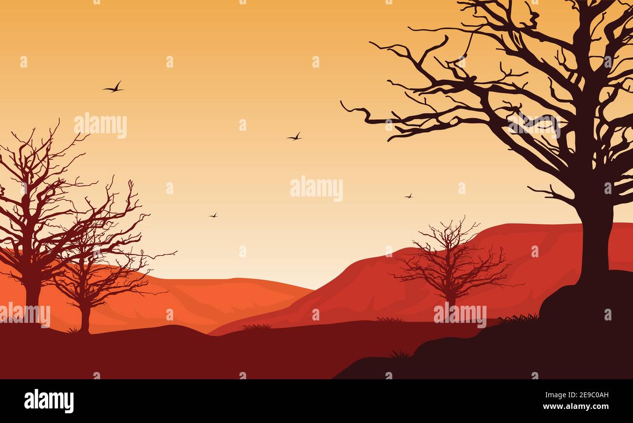 Warm afternoon with nice nature scenery. Vector illustration of a city Stock Vector