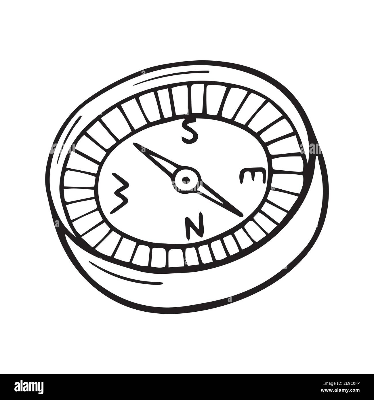Compass. Doodle. Vector illustration isolated on white background Stock