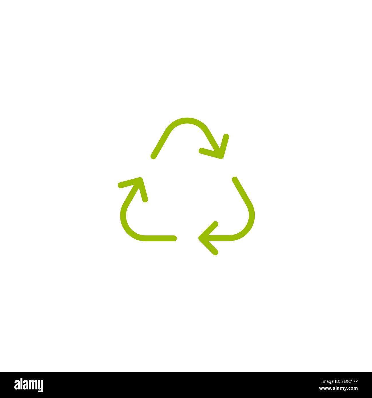 Three green arrows with. eco recycle icon. eco sign isolated on white ...