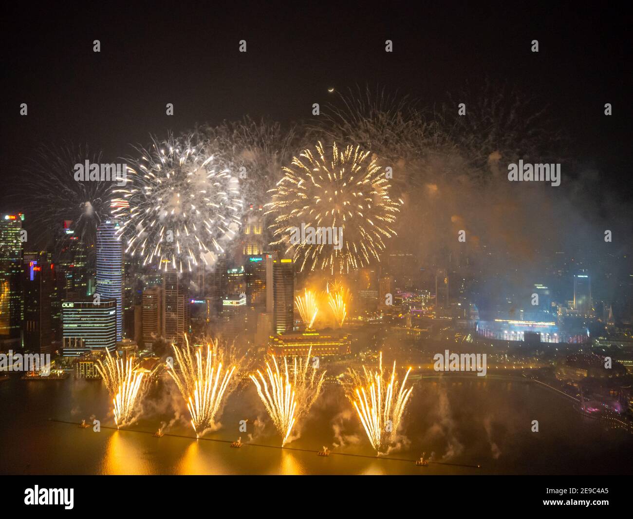 Singapore Independence day, Marina bay sand fireworks celebrations Stock Photo