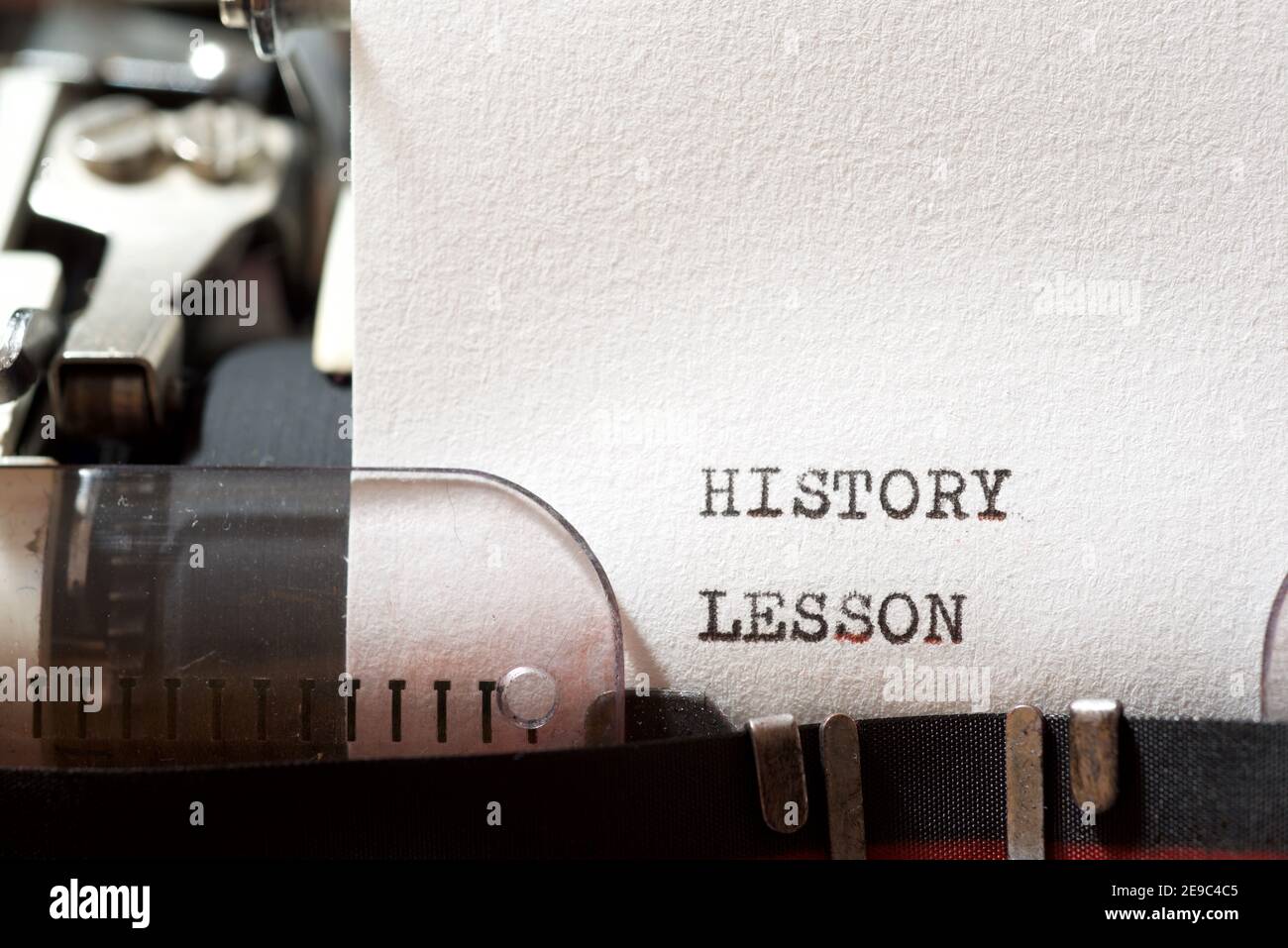 History lesson phrase written with a typewriter Stock Photo Alamy
