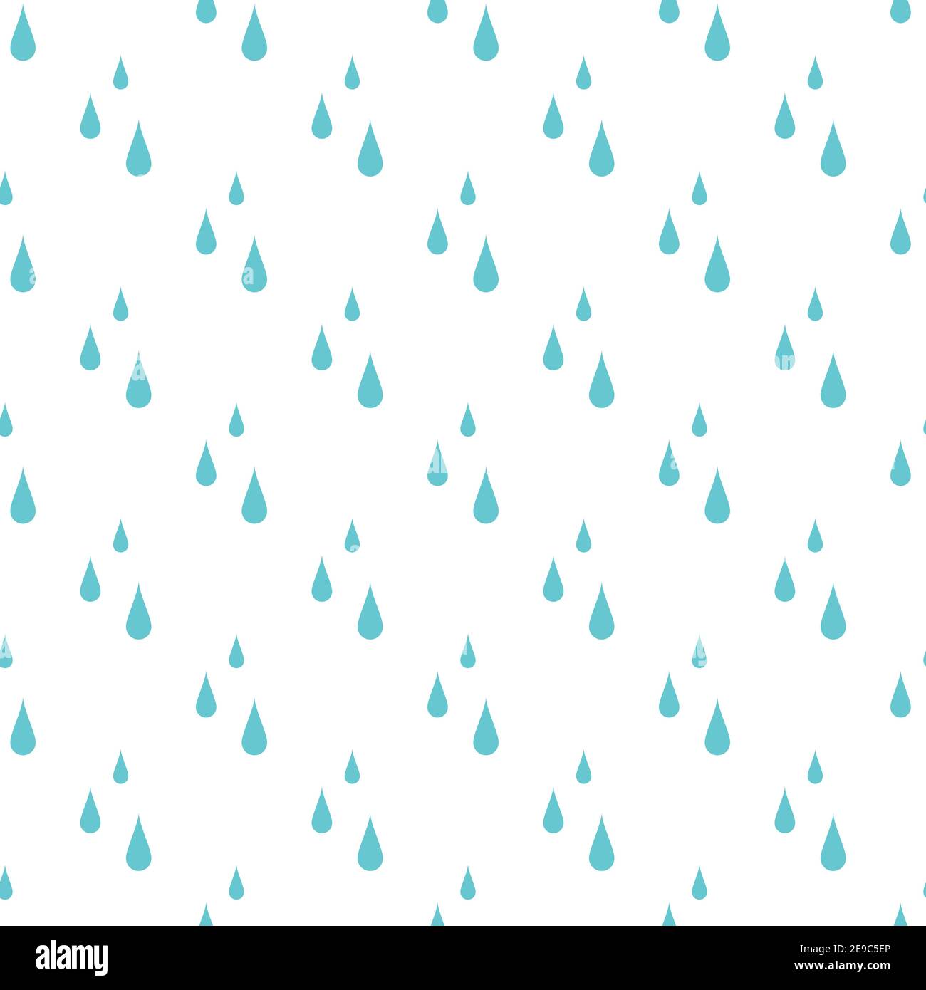 Seamless ornament with blue water drops on white background. Nature, liquid, rain pattern. Vector illustration. Cartoon rain weather wallpaper. Rainy Stock Vector