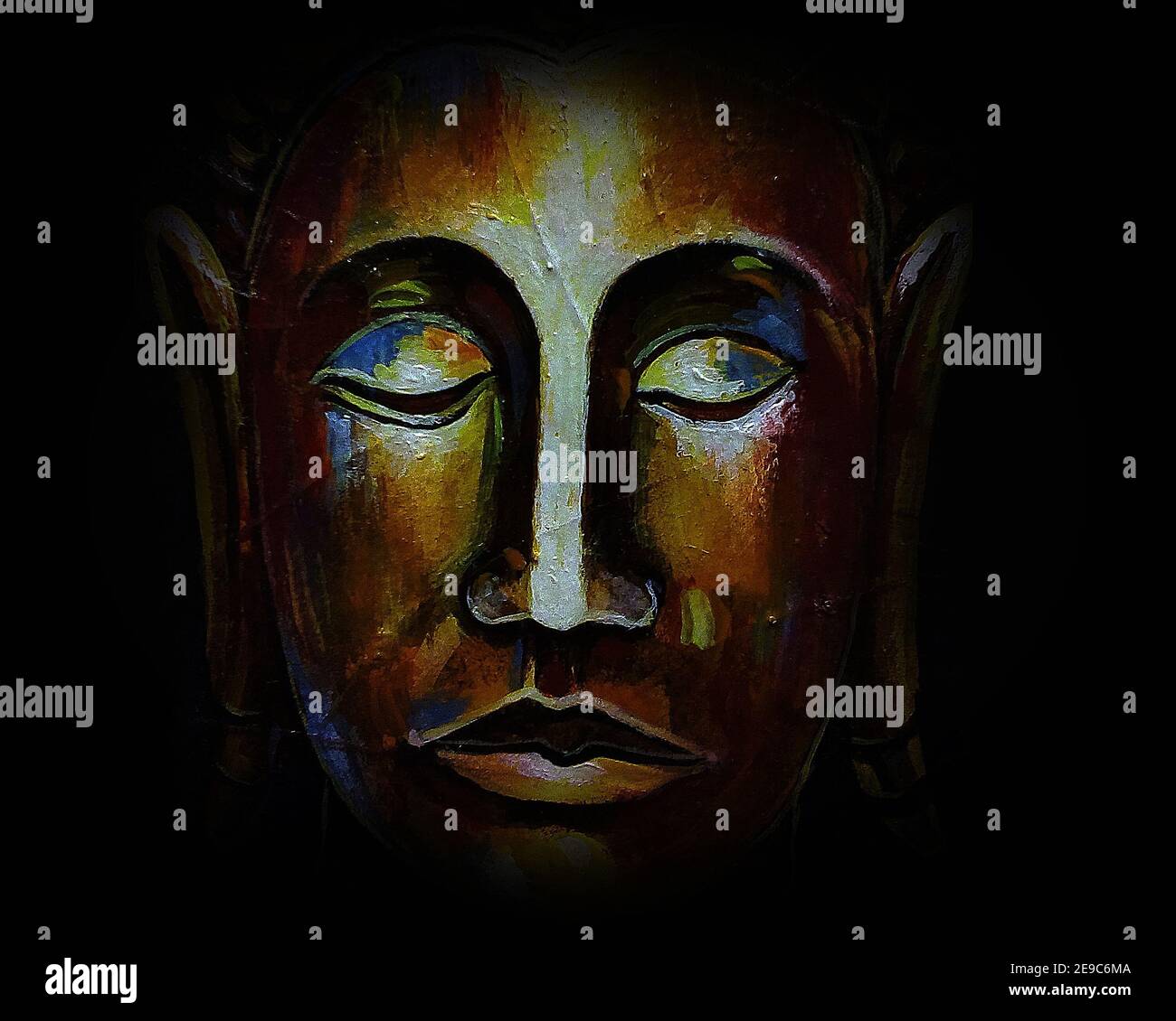 Art ,painting ,oil , color ,Buddha statue,Thailand , meditate Stock Photo Alamy