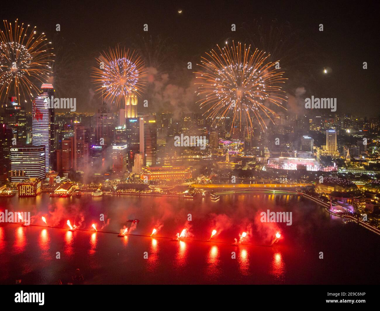 Singapore Independence day, Marina bay sand fireworks celebrations Stock Photo