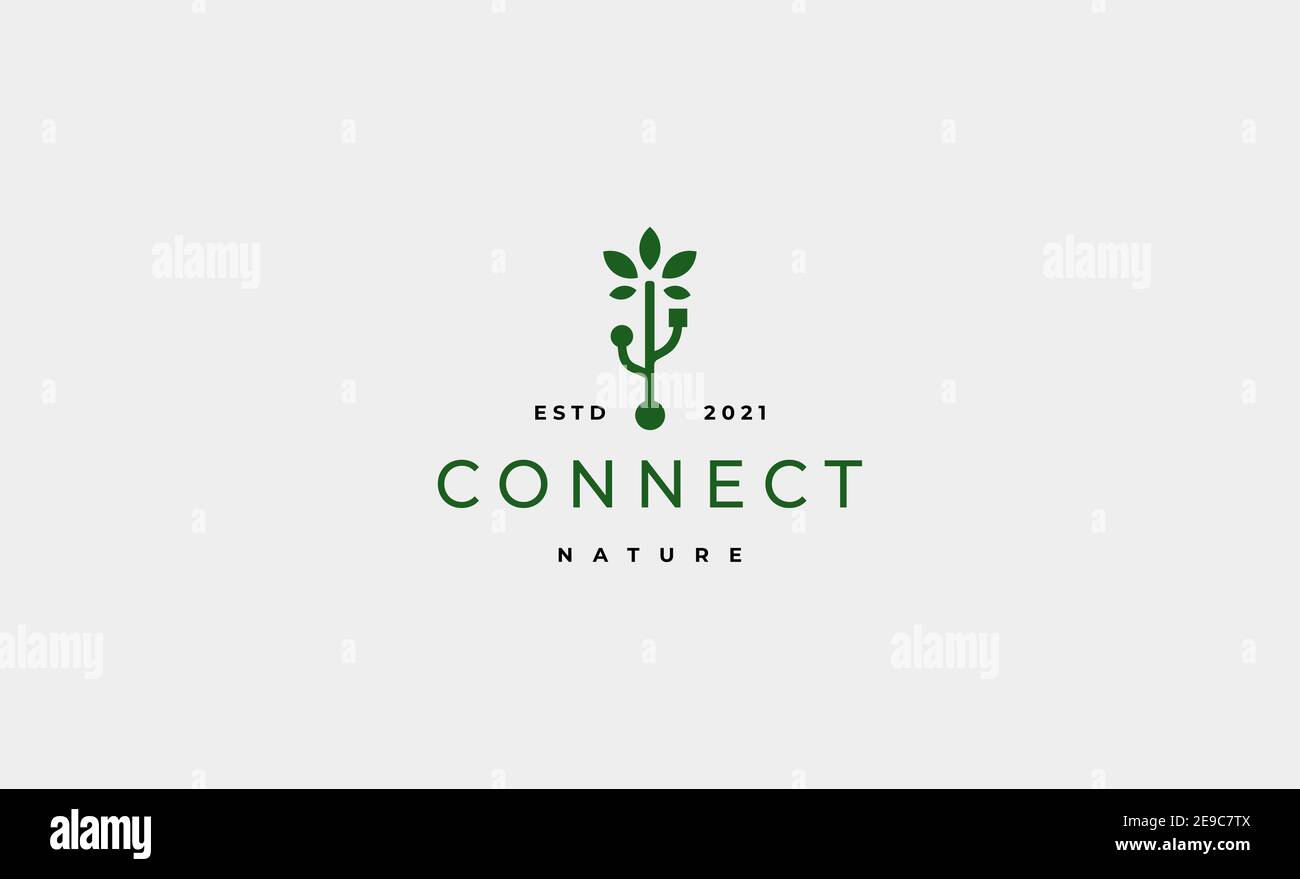 tree usb logo design vector Stock Photo - Alamy