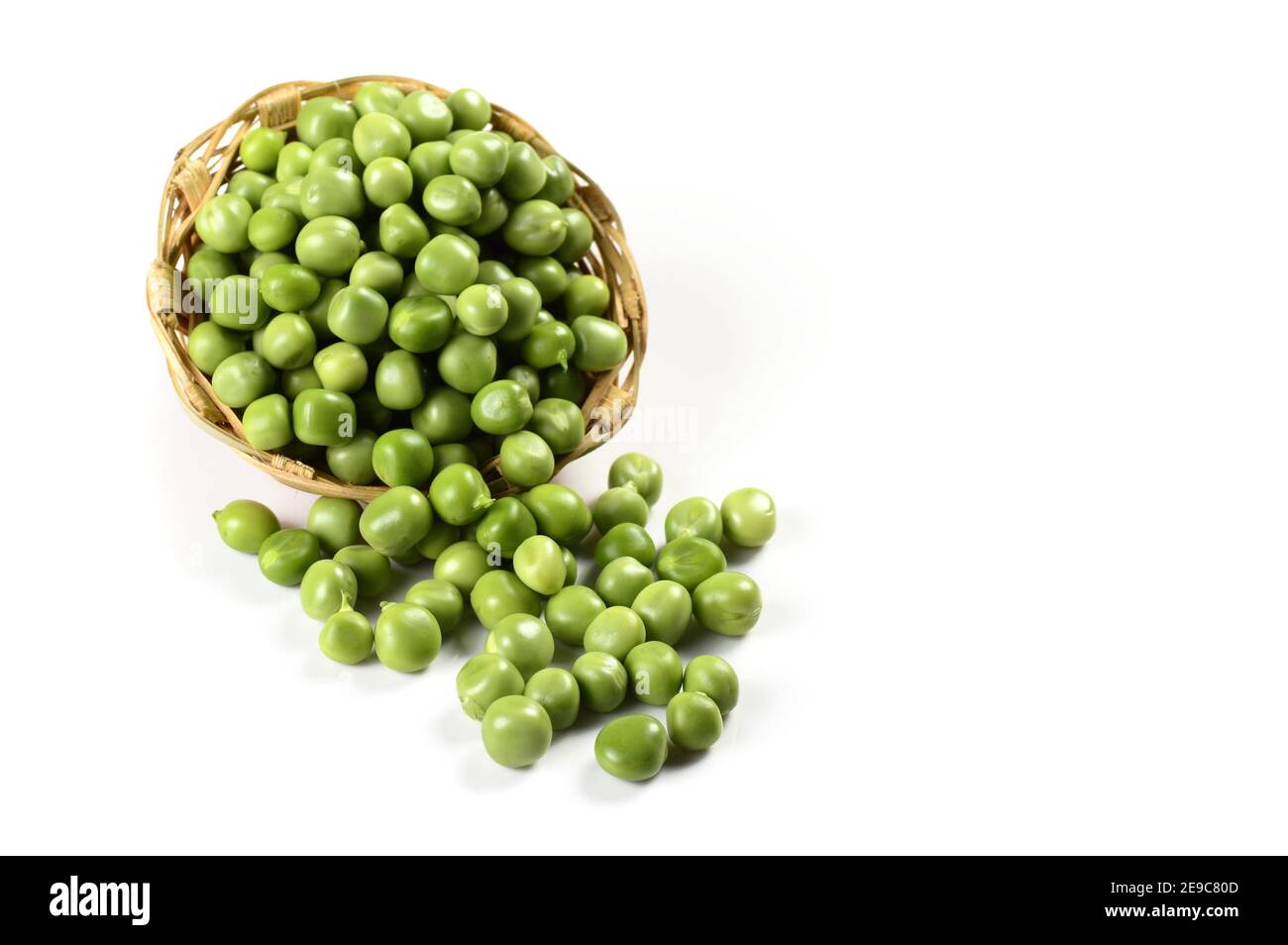 Fresh Green Peas in basket on white background Stock Photo Alamy