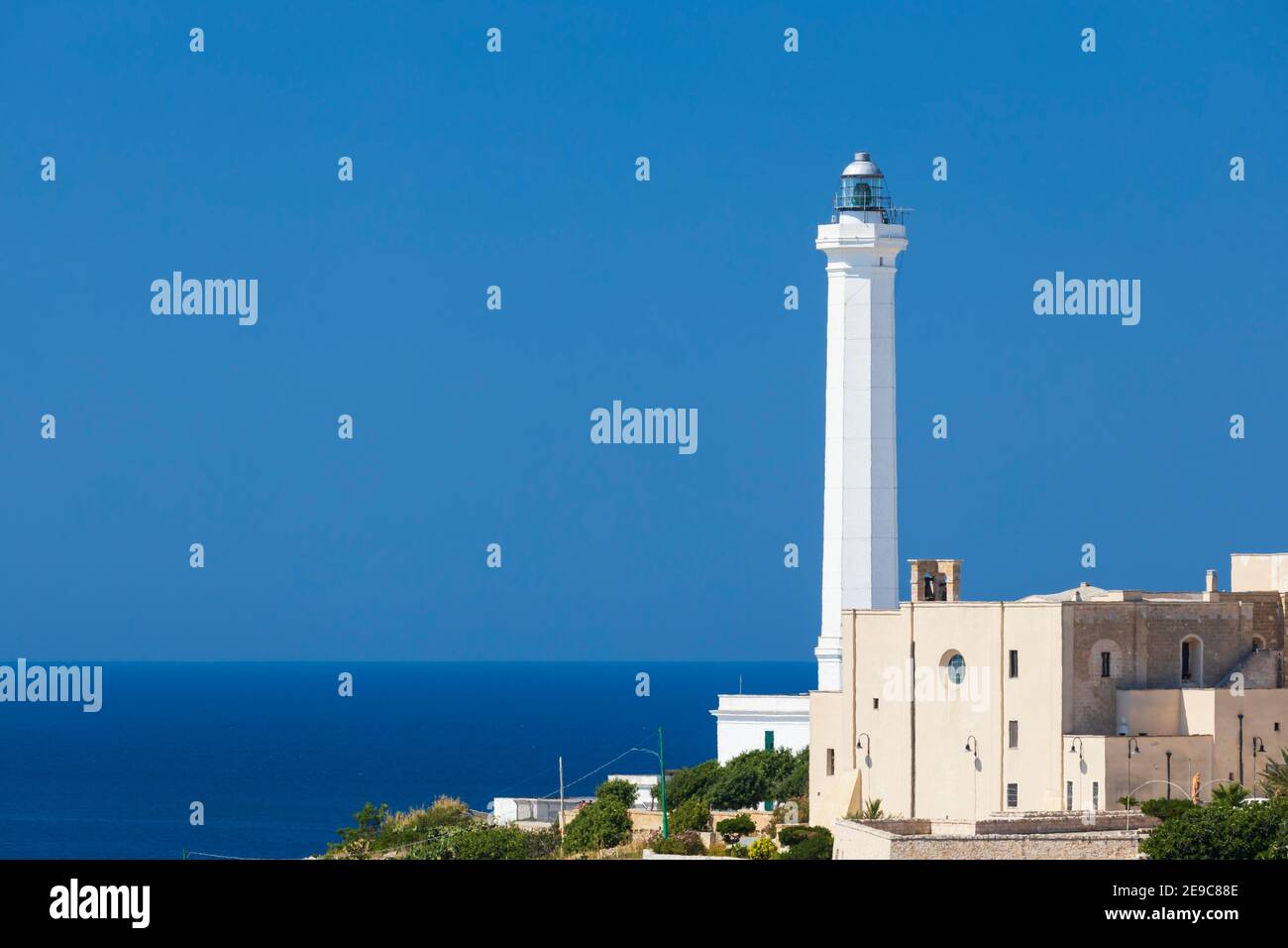 Santa Maria di Leuca lighthouse, Castrignano del Capo, Apulia region, Italy. Stock Photo