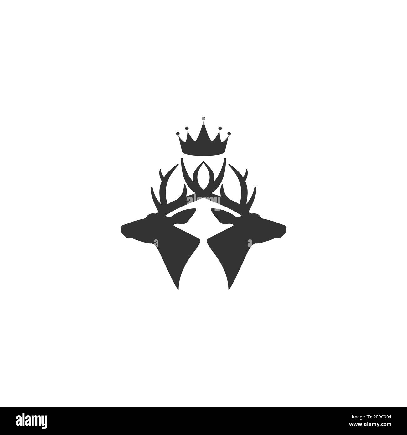 Black silhouette of deer heads with antlers and royal crown. Monarchy, coat  of arms sign. vector flat icon isolated on white background. Magic, fairy  Stock Vector Image & Art - Alamy