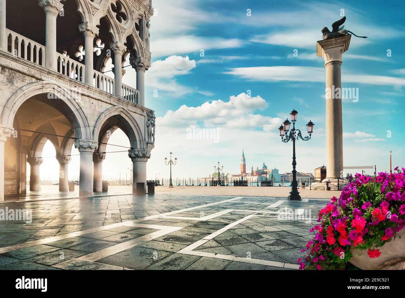 Early morning over San Marco square in Venice, Italy. Stock Photo