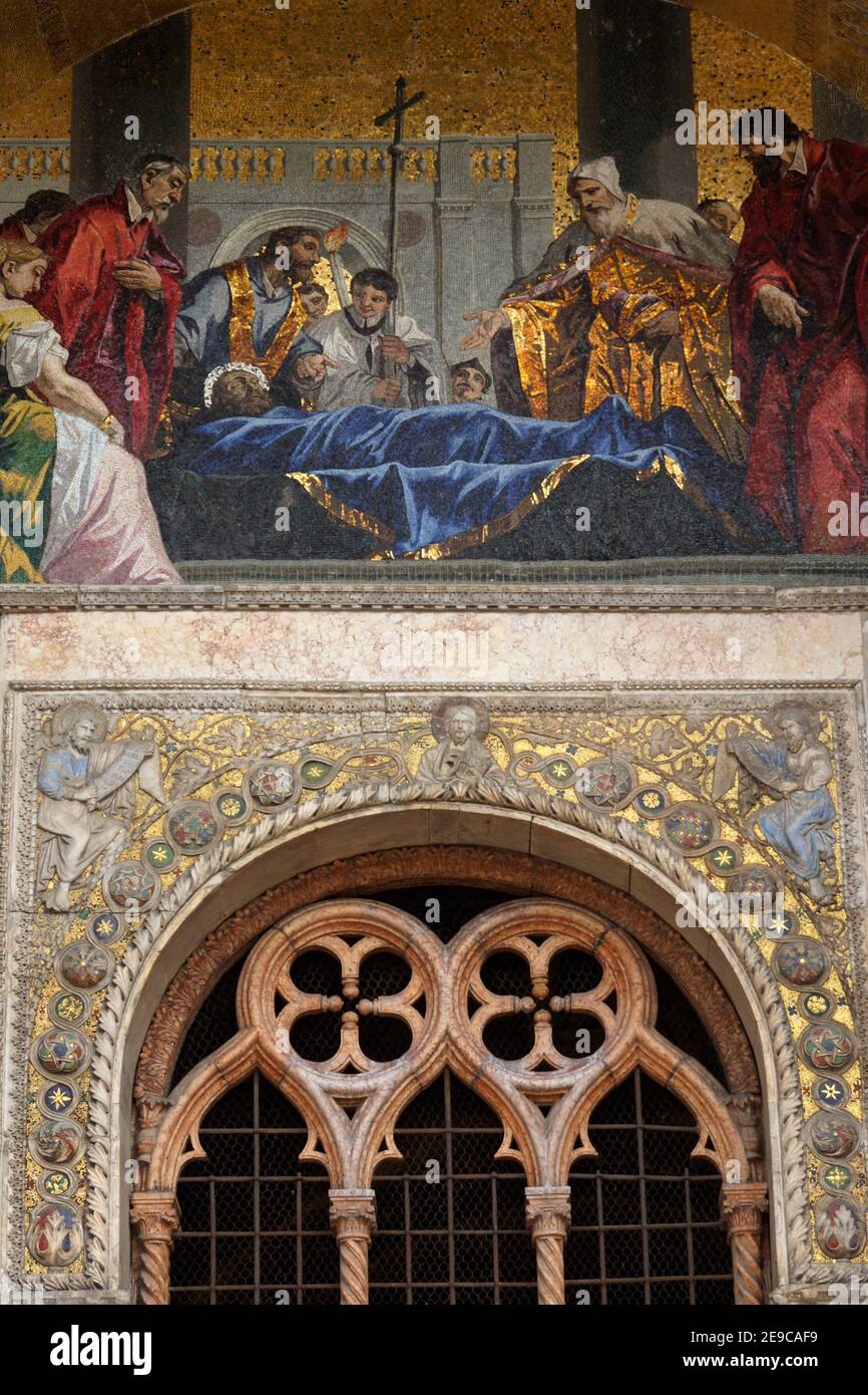 Venice (Italy). Architectural detail of St. Mark's Basilica in the city of Venice. Stock Photo