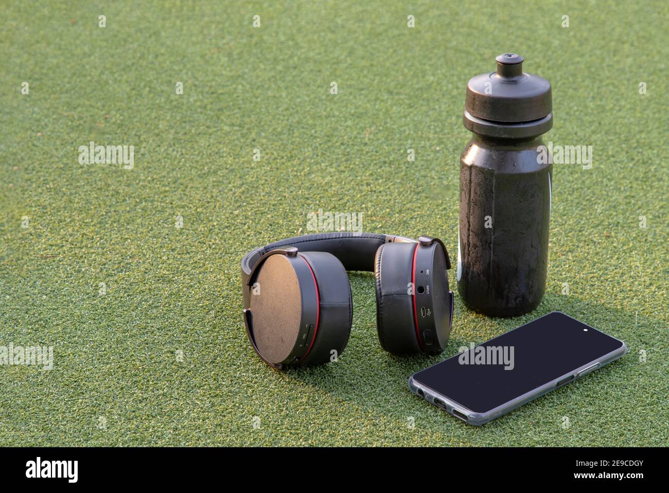 Composition of Smartphone and Headphones for listening to music and