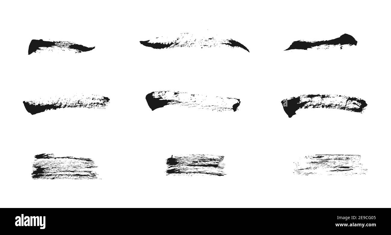 Vector black ink strokes. Freehand drawing brush elements. Vector paintbrush set Stock Vector