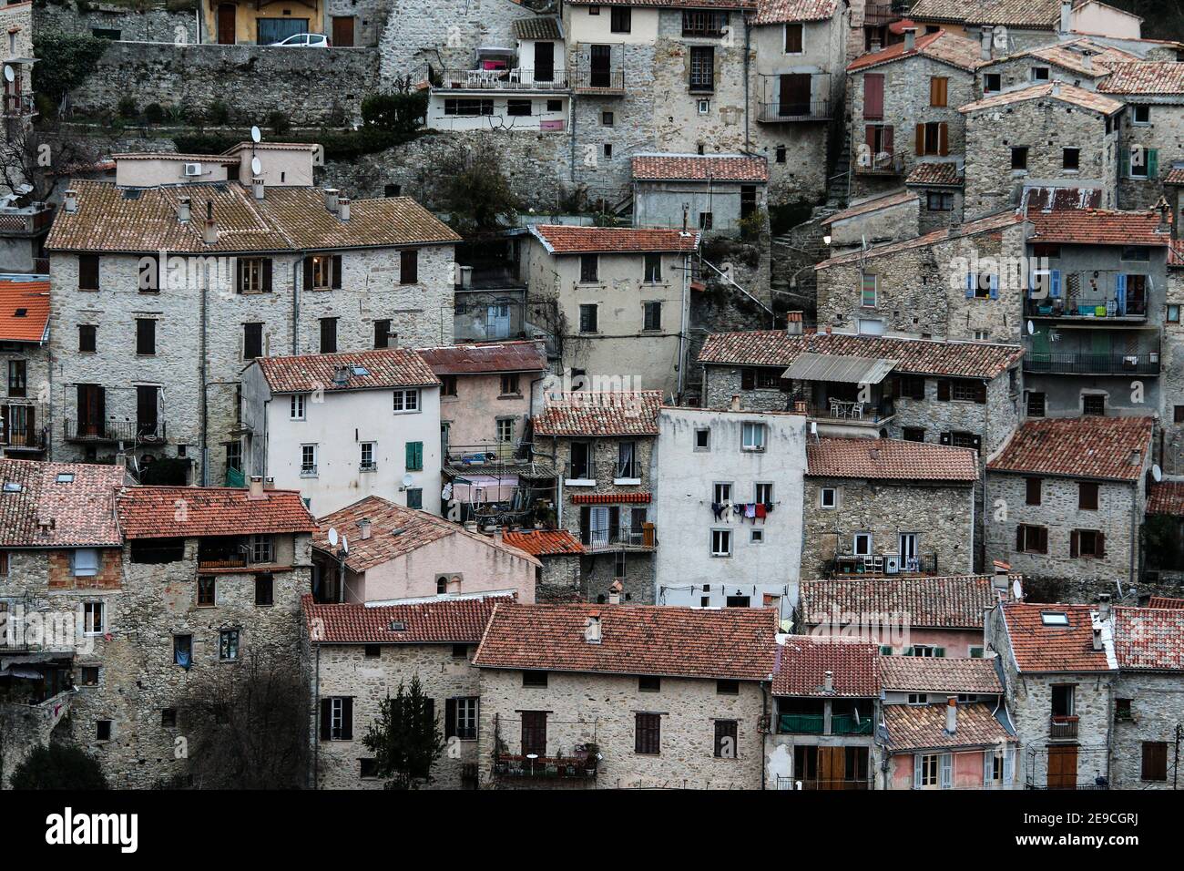 A picture of the old french village Lucerám in the Alps. Nice calm place. Stock Photo