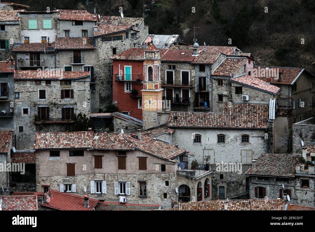 A picture of the old french village Lucerám in the Alps. Nice calm place. Stock Photo