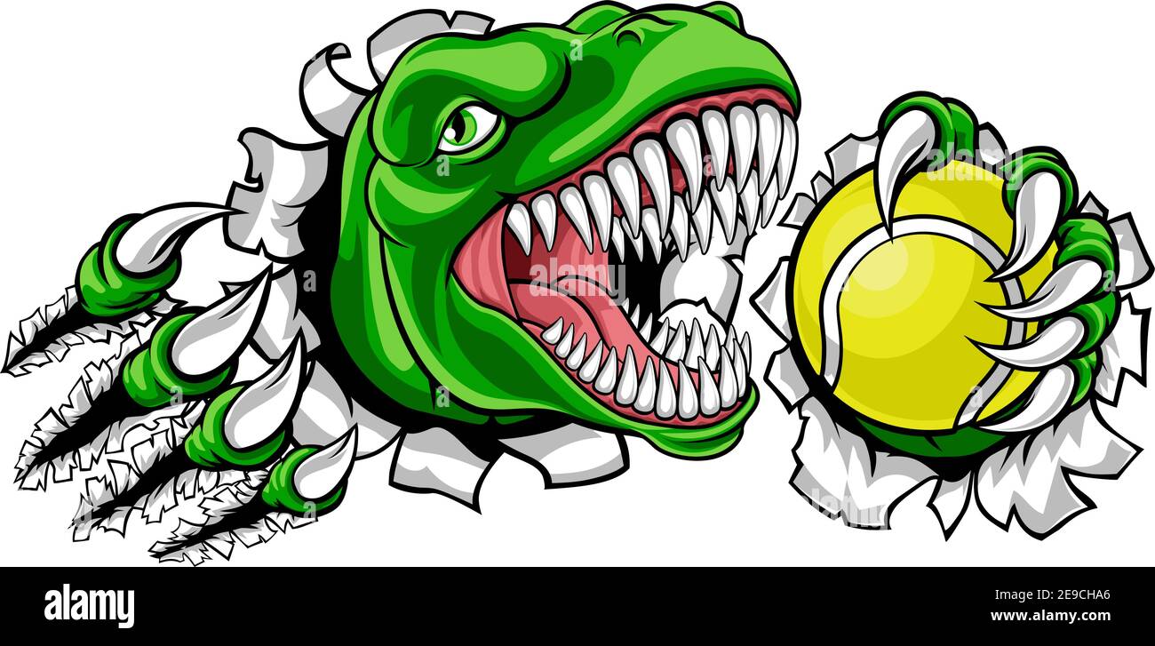 Dinosaur Tennis Player Animal Sports Mascot Stock Vector Image & Art