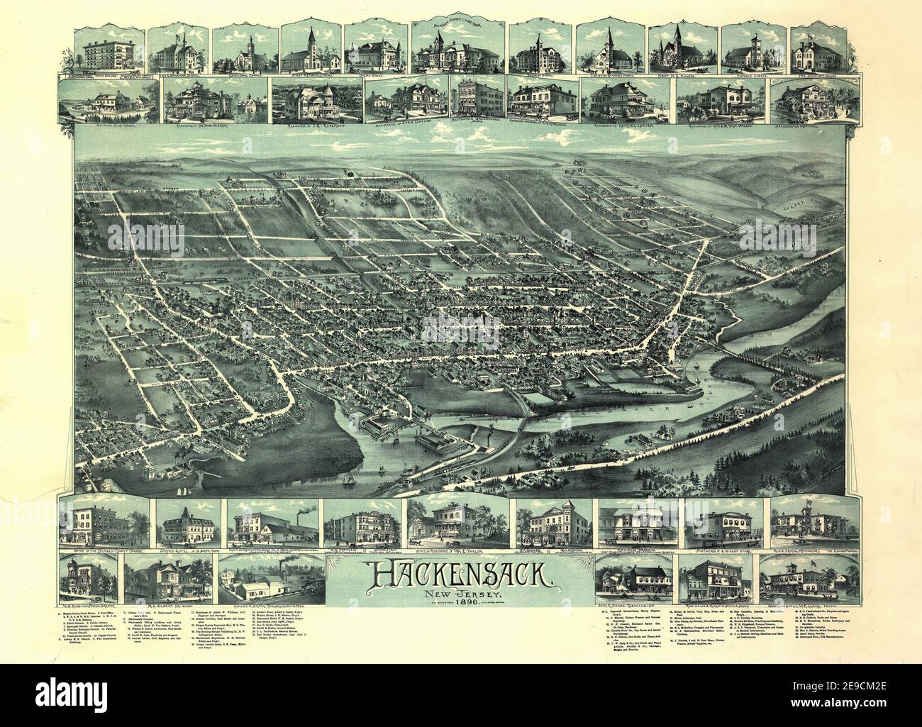 Birdseye view of New Jersey, Hackensack Stock Photo Alamy