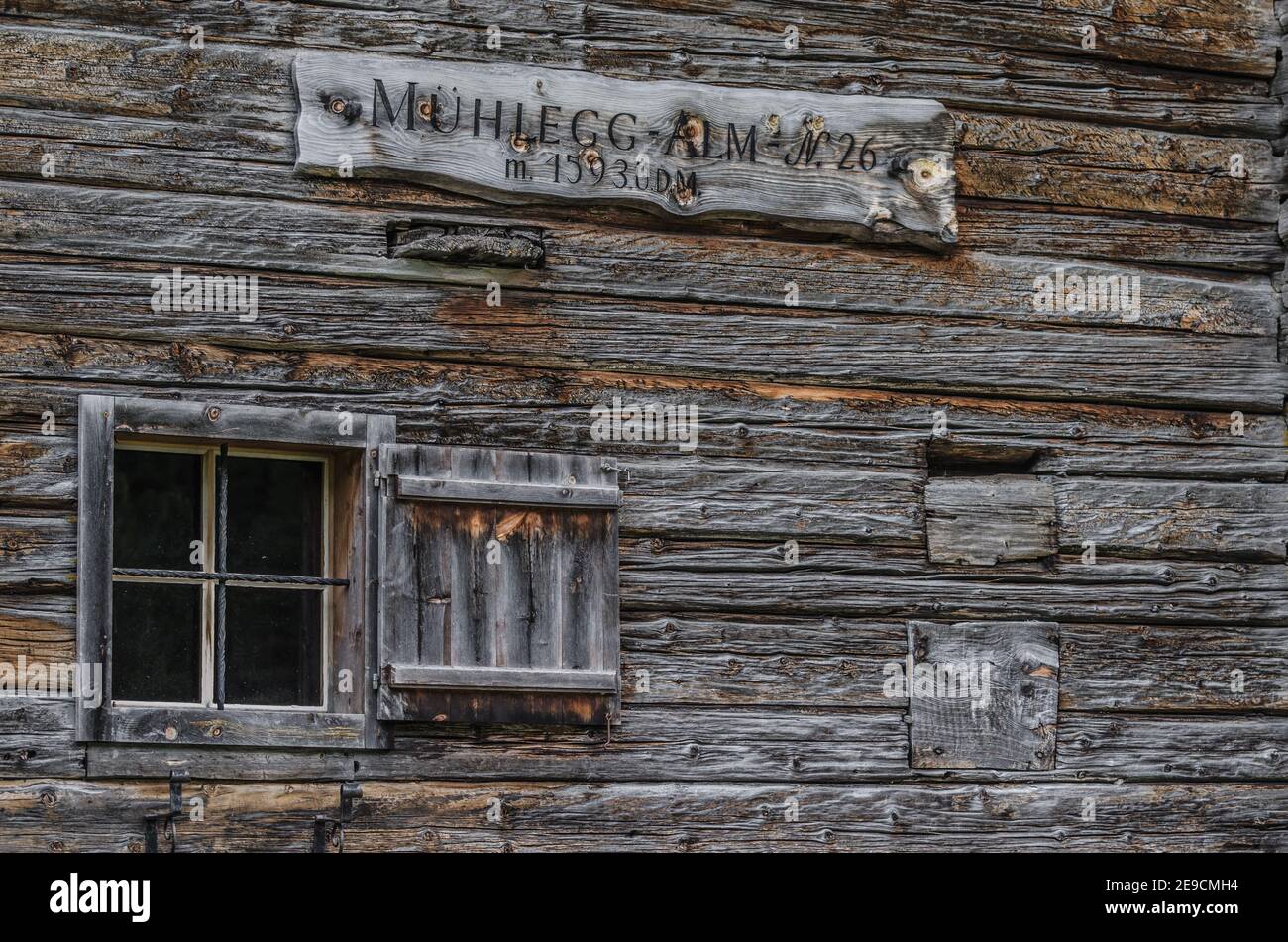 house of wood muehlegg in the mountains Stock Photo