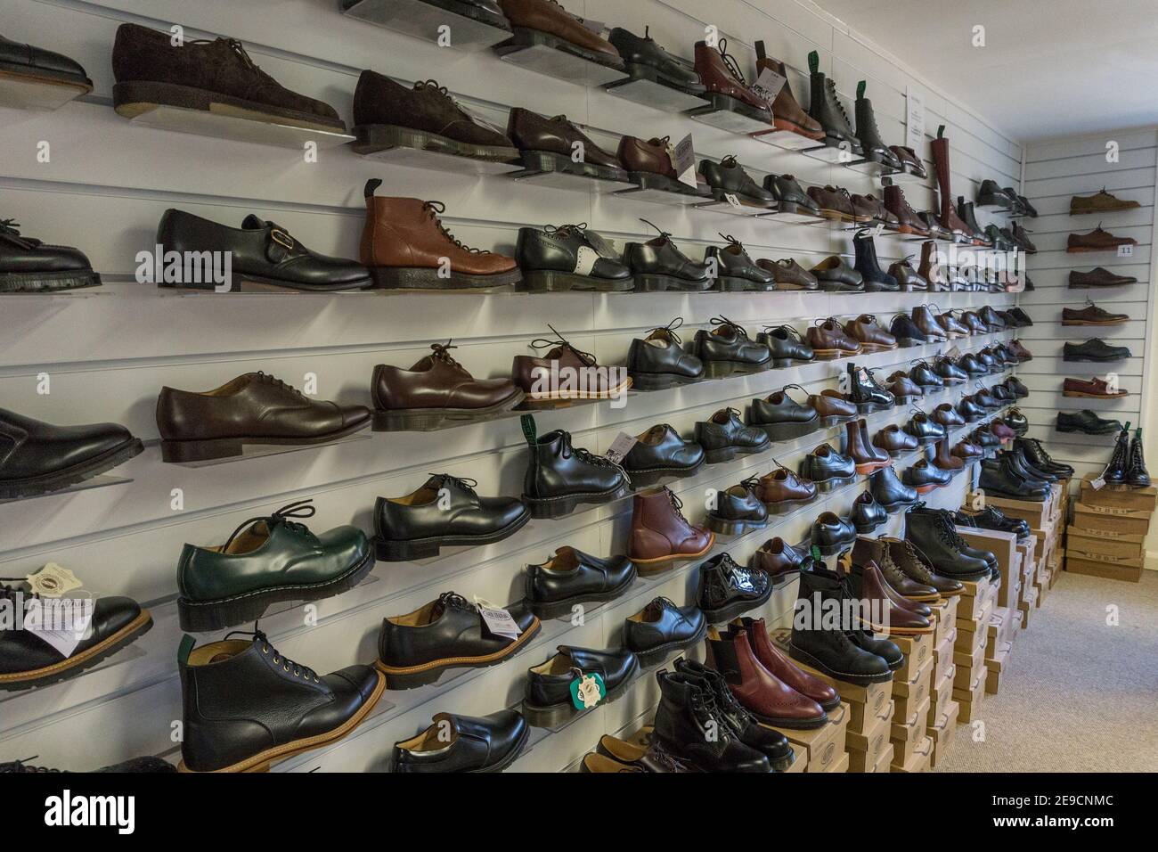 Display of mens shoes for sale in the factory shop of NPS Ltd, a shoe  manufacturer based in Wollaston, Northamptonshire, UK Stock Photo - Alamy
