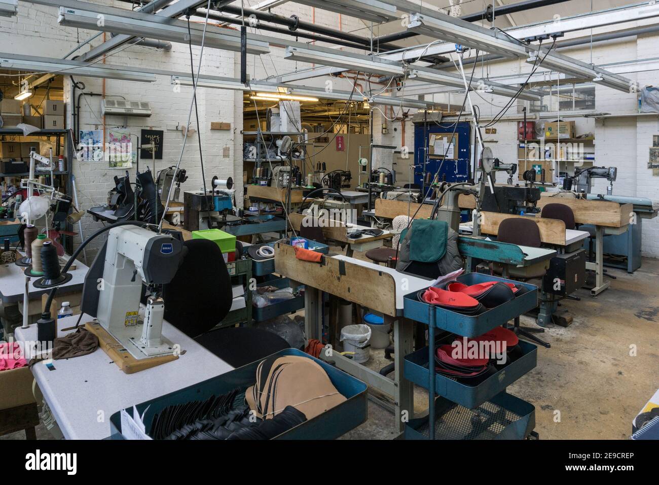 Inside the shoe factory of NPS Ltd, a British shoe maker, Wollaston, Northamptonshire, UK Stock Photo