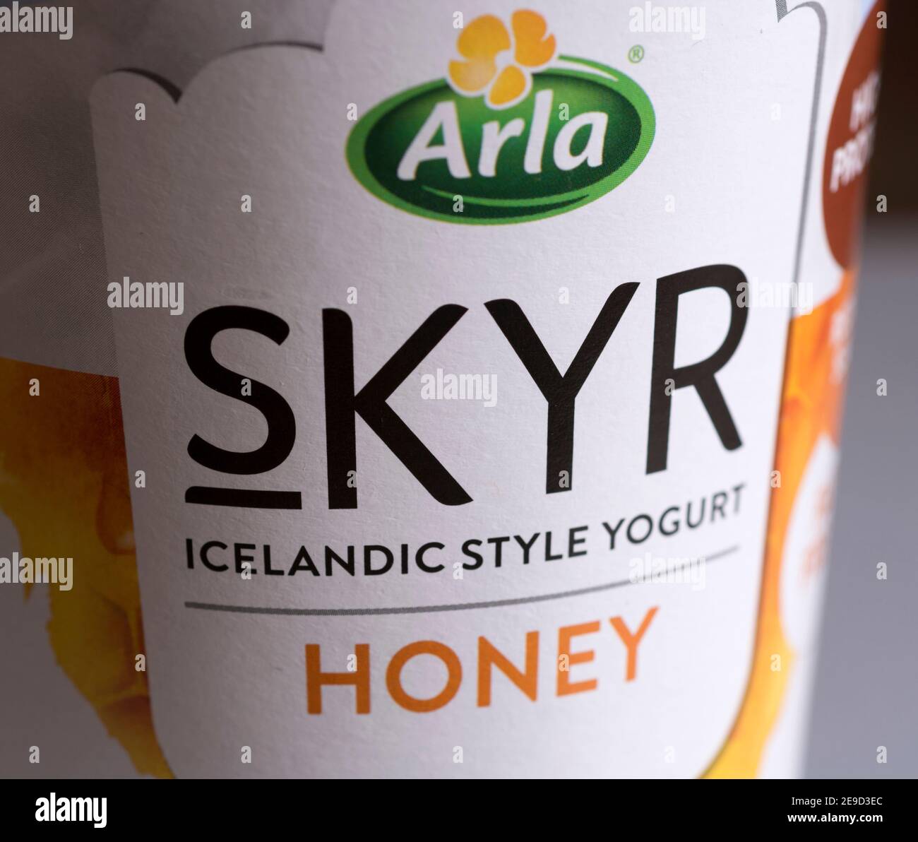 A pot of Arla Skyr Alamy Icelandic style Stock Photo - yoghurt