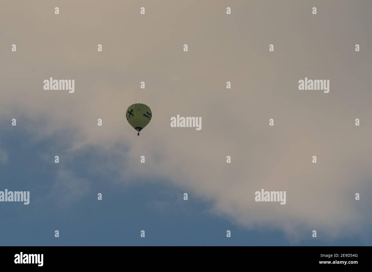 hot air balloon in the sky with clouds close up Stock Photo - Alamy