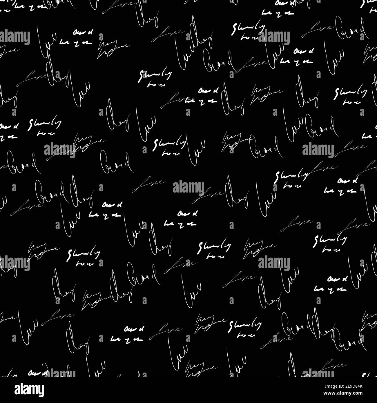 Seamless vector pattern. White text on a black background Stock Vector ...