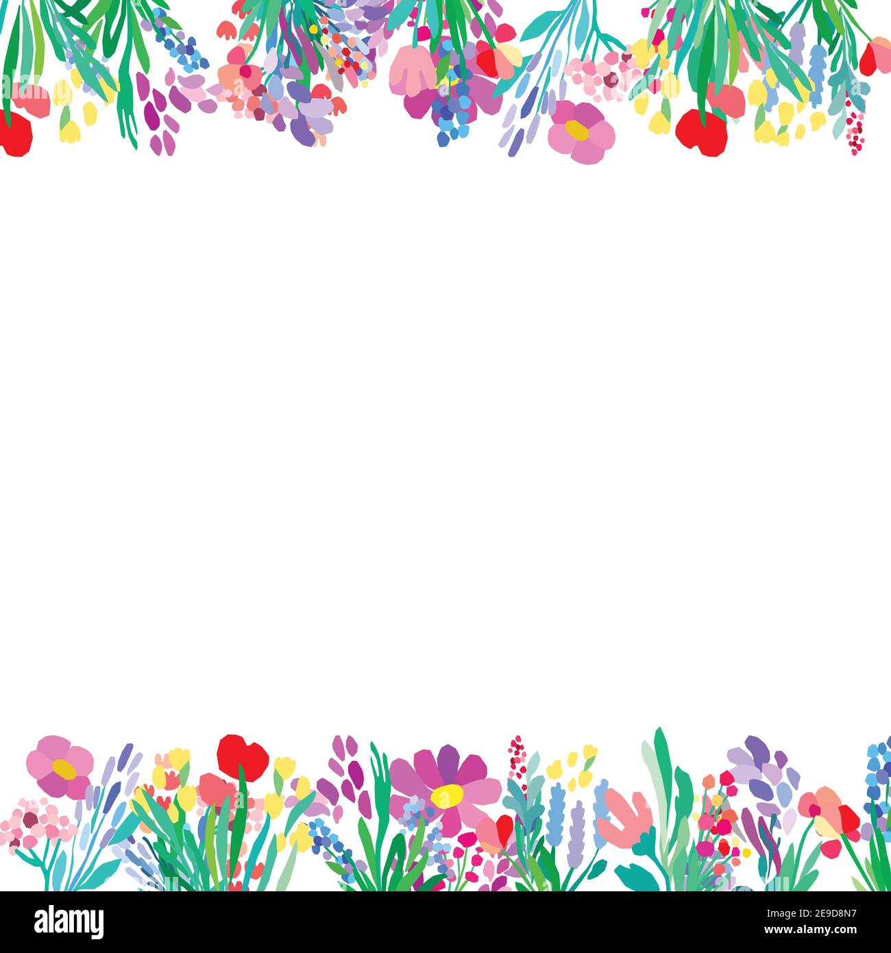 Vector floral frame. Abstract flowers on white background Stock Vector ...