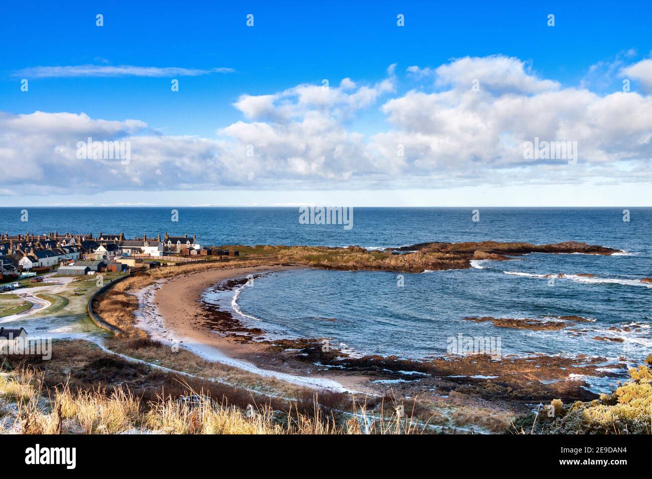 FINDOCHTY MORAY COAST SCOTLAND FROSTY MORNING VILLAGE HOUSES THE BAY