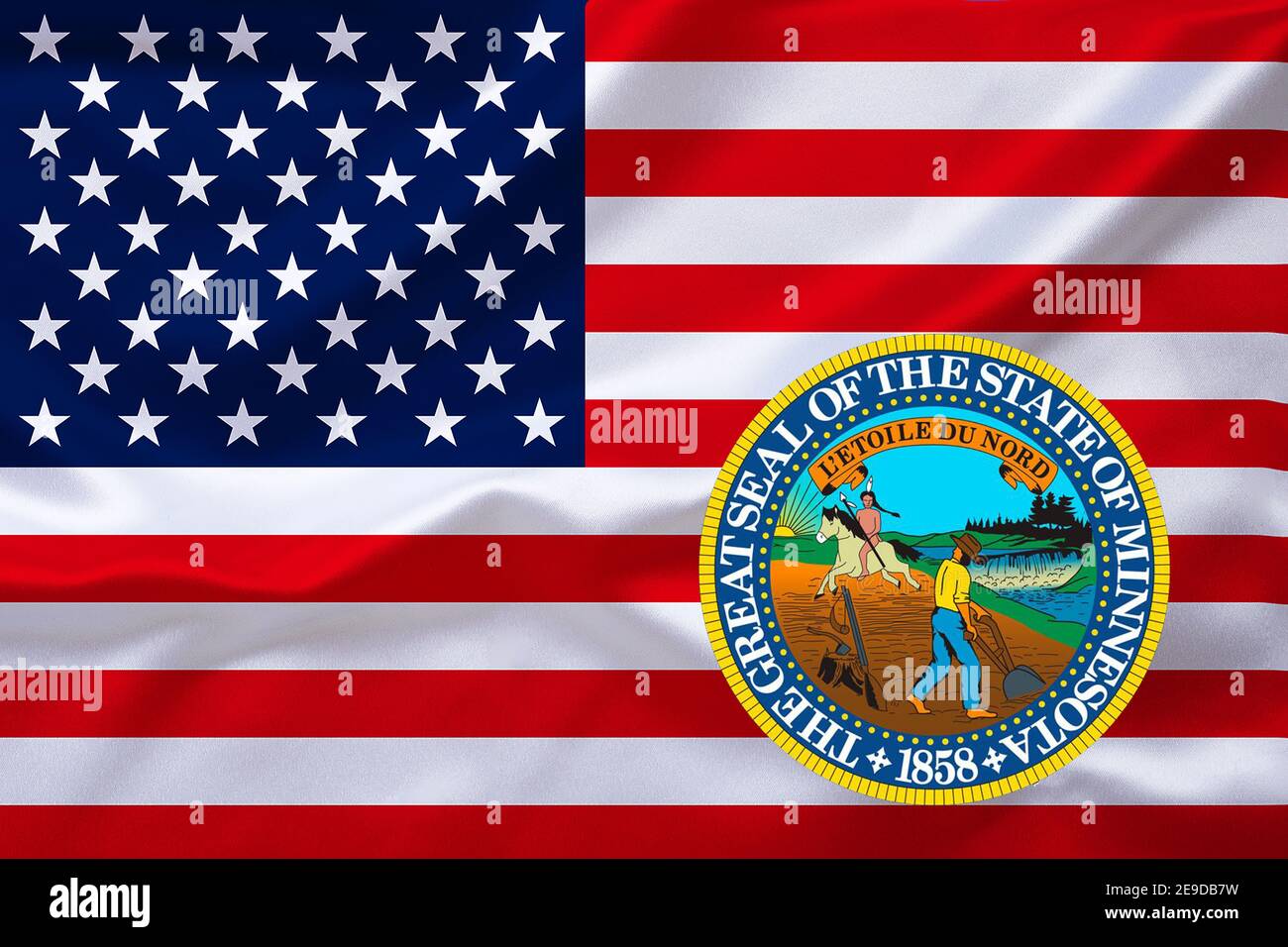 flag of USA with the emblem of Minnesota, USA, Minnesota Stock Photo