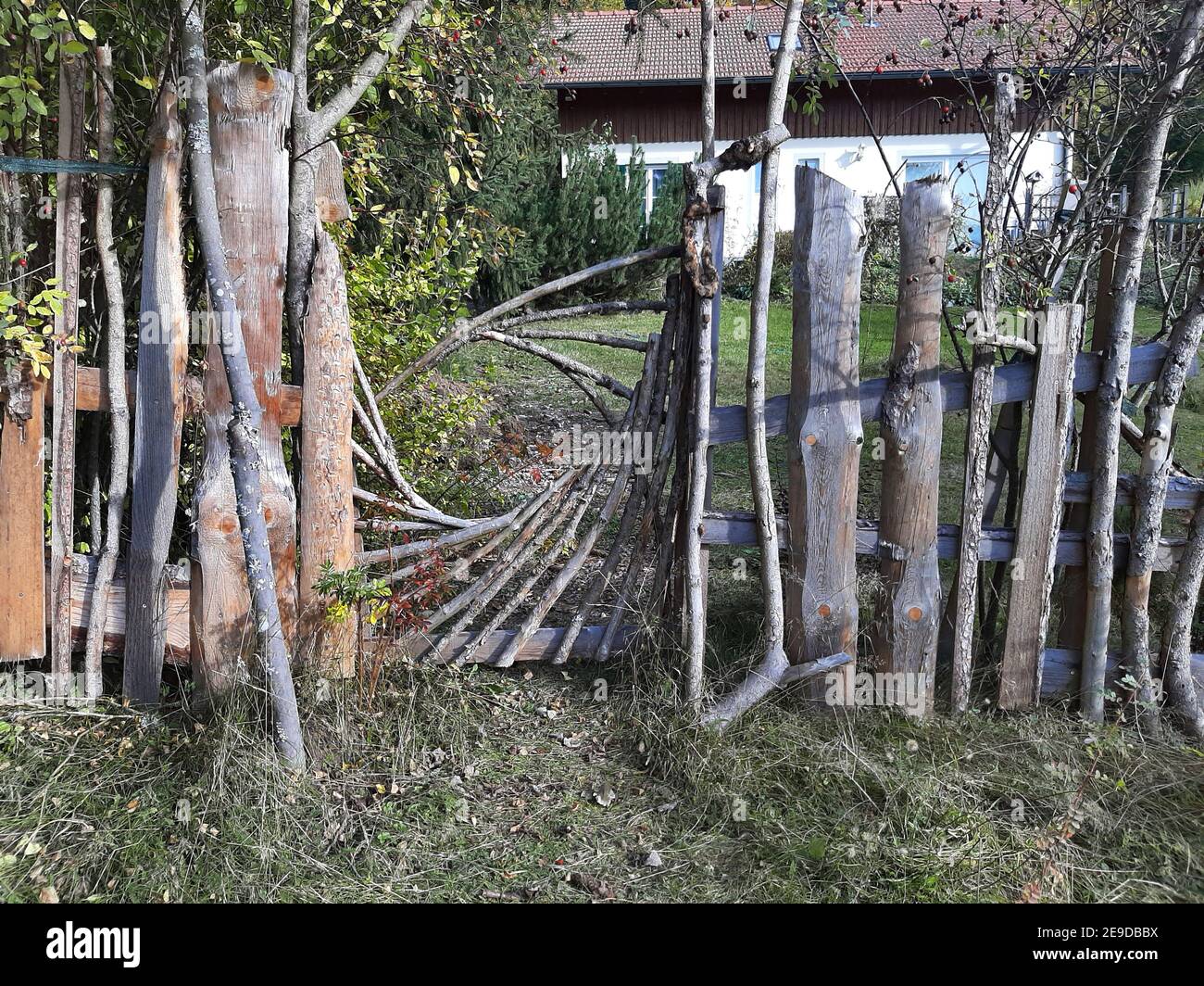 selfmade garden fence, Germany, Bavaria Stock Photo Alamy