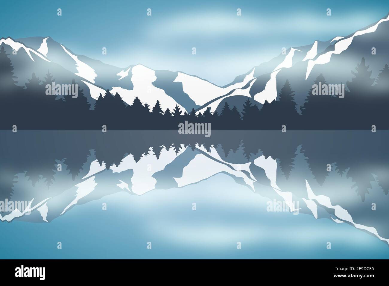 blue snowy mountain landscape by the lake winter background vector  illustration EPS10 Stock Vector Image & Art - Alamy