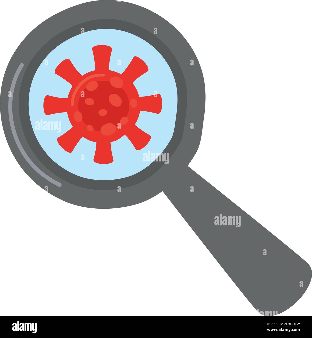 covid19 virus particle with magnifying glass vector illustration design ...