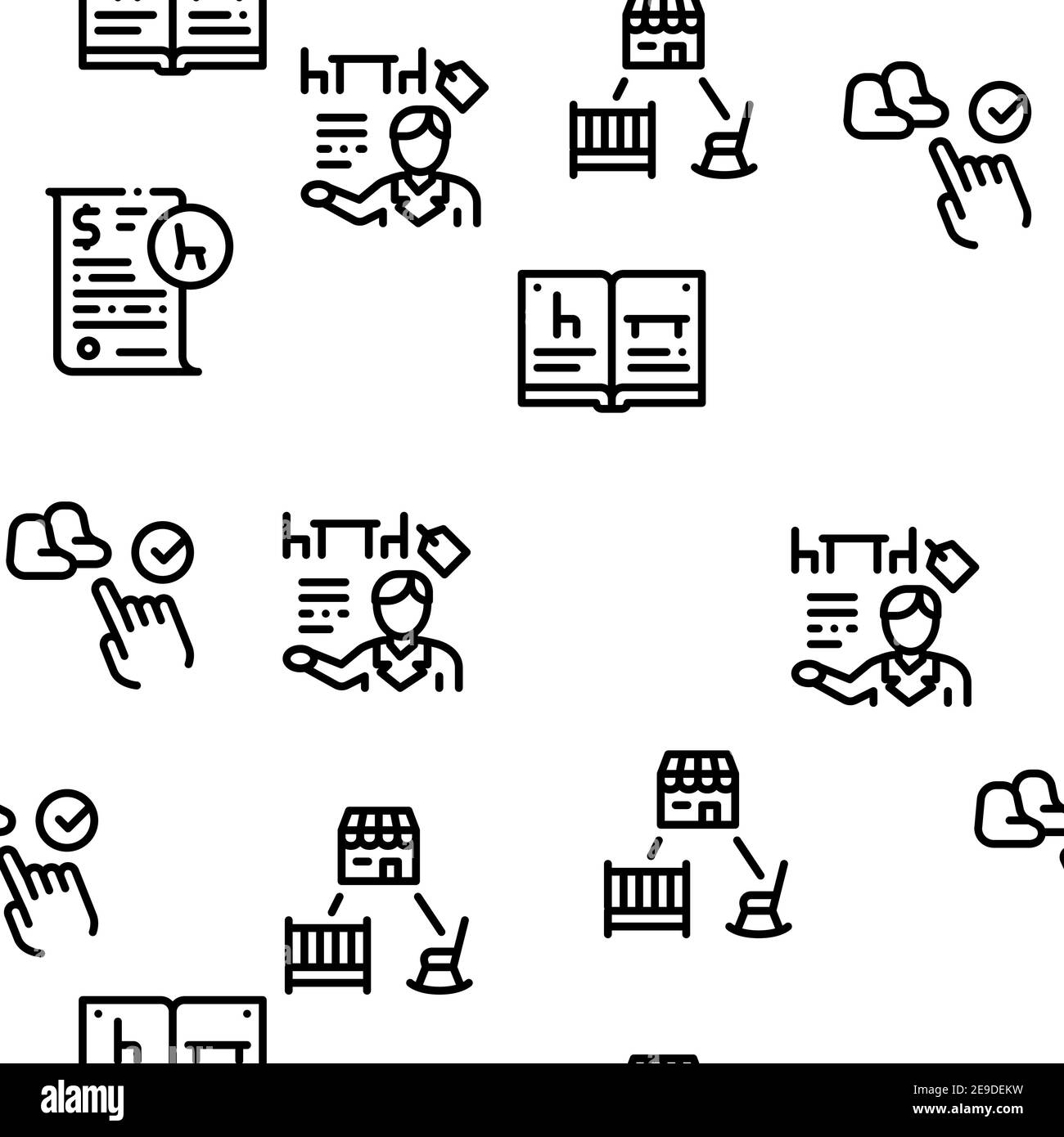 Furniture Shop Market Seamless Pattern Vector Stock Vector