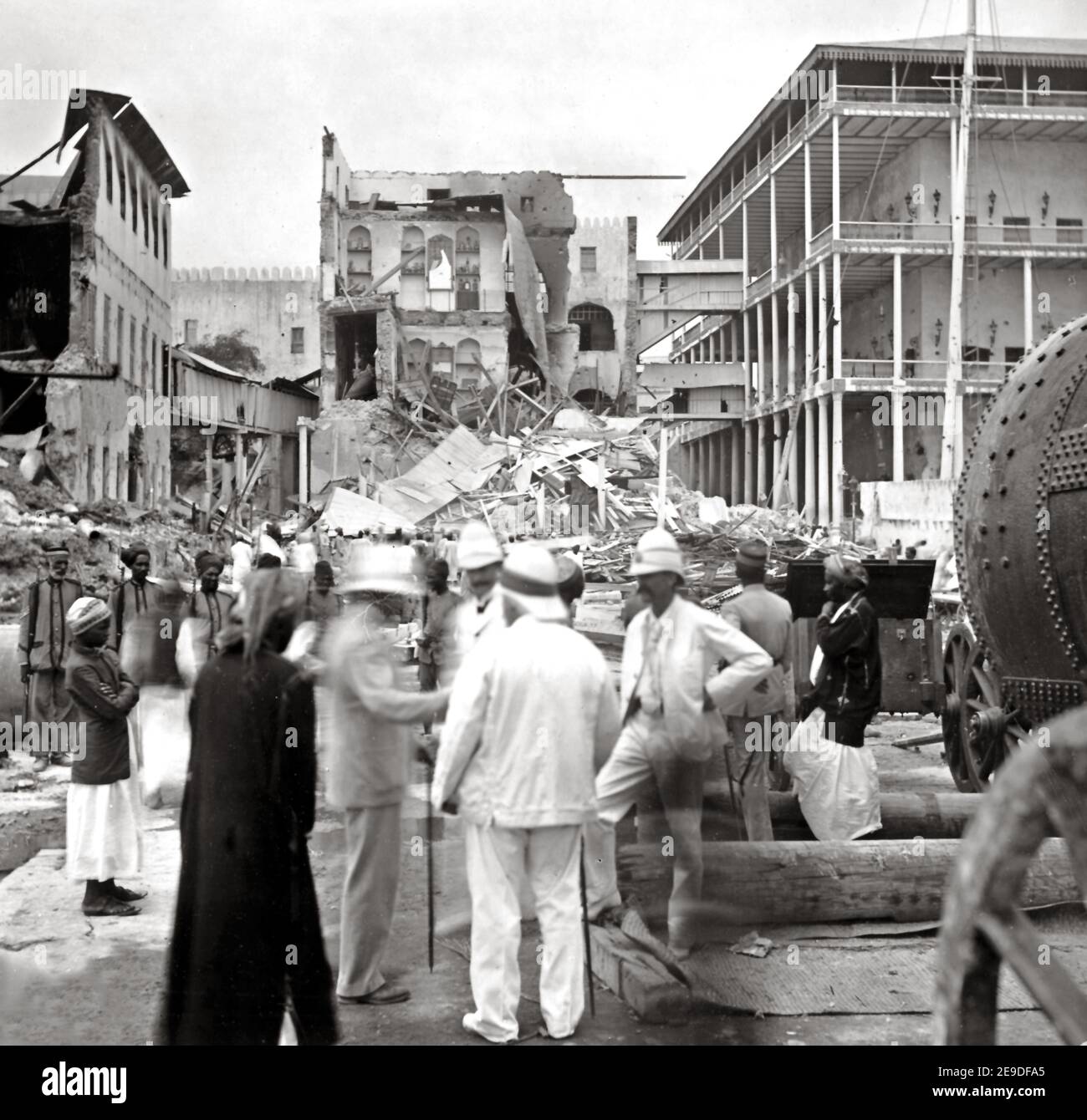 Late 19th century photograph Zanzibar, 1896, after the bomabrdment of