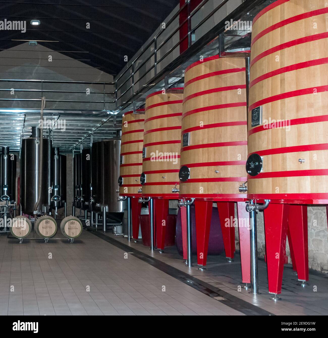 EL CIEGO, ÁLAVA, SPAI, SPAIN - Jan 31, 2021: The picture shows the interior of the Marques de Riscal Winery. Picture taken during a guided tour in 201 Stock Photo
