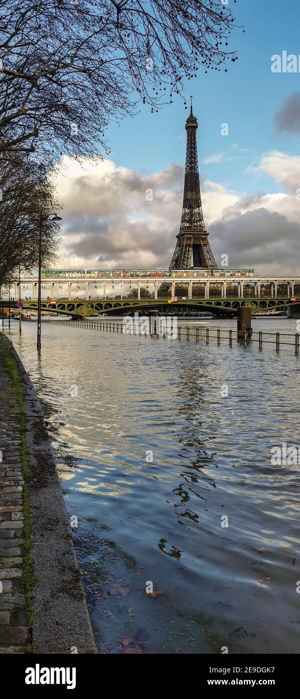 SEINE FLOODS IN PARIS Stock Photo