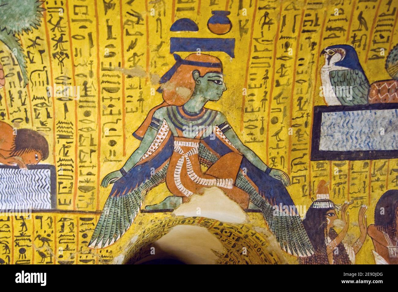 Ancient Egyptian painting of Nut, goddess of the heavens. Shown wearing
