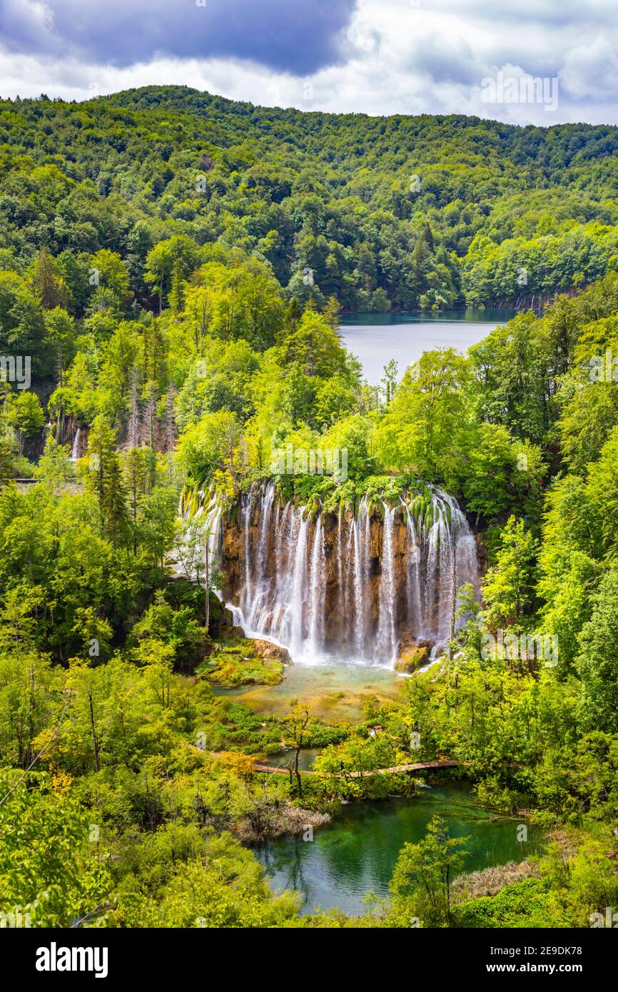 Waterfall Veliki Pristavac in National park Plitvice lakes Croatia Europe Stock Photo