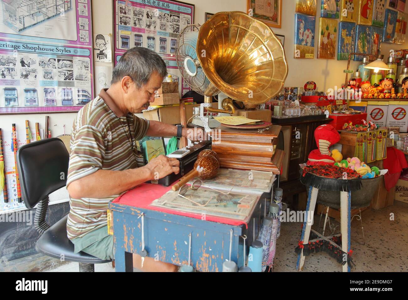 Penang, town, souvenir shop Stock Photo Alamy